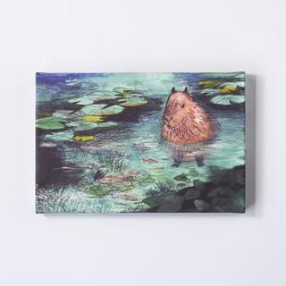 【黒山 Kathy Lam】Canvas Print Capybara in the Pond