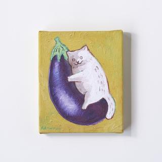  【黒山 Kathy Lam】Canvas Print Cat and Eggplant