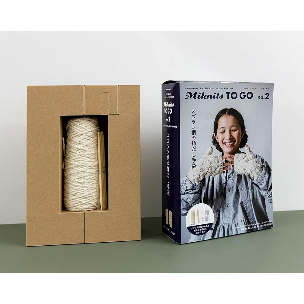 Miknits TO GO no.2 スズラン柄の指だし手袋 水色 三國万里子 -の商品