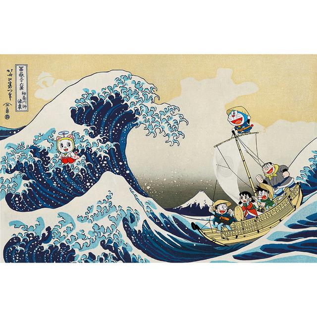 【100部限定／額装付き】ドラえもん 浮世絵木版画「富嶽三十六景 神奈川沖浪裏」