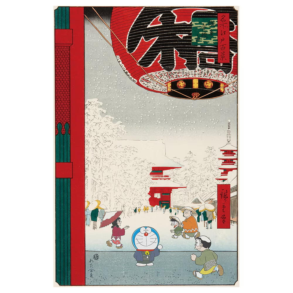 ドラえもん浮世絵木版画「名所江戸百景 浅草金龍山」