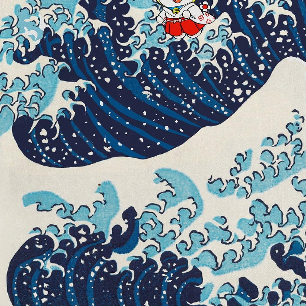 【100部限定／額装付き】ドラえもん 浮世絵木版画「富嶽三十六景 神奈川沖浪裏」
