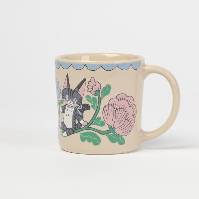 【IP】清水桐子  マグカップ　ねことうさぎの花模様