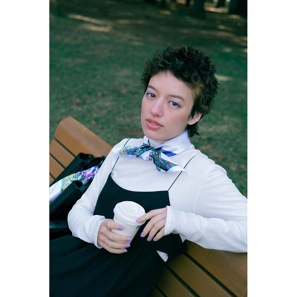 【青山希望・スカーフ】uki Art Scarf（ユニコーンと花）