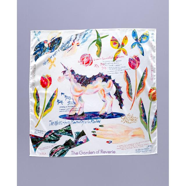 【青山希望・スカーフ】uki Art Scarf（ユニコーンと花）