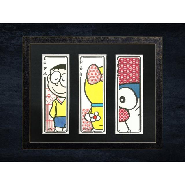ドラえもん浮世絵札３点（額入）