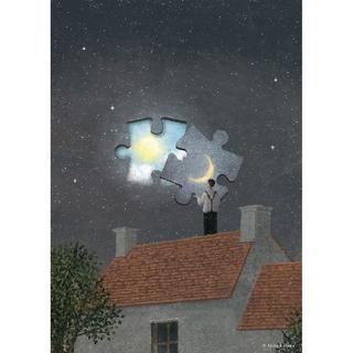 【予約】 日下明　Giclee Print『屋根上のパズル』　木製パネル加工(大)　※5月中旬頃のお届け予定