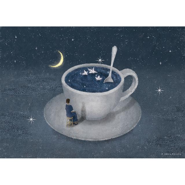 【予約】 日下明　Giclee Print『A CUP OF REVERIE』　木製パネル加工(大)　※5月中旬頃のお届け予定