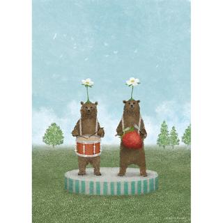 【予約】 日下明　Giclee Print『いちごのマーチ』　木製パネル加工(小)　※5月中旬頃のお届け予定