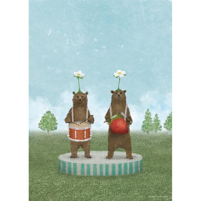 【予約】 日下明　Giclee Print『いちごのマーチ』　木製パネル加工(小)　※5月中旬頃のお届け予定