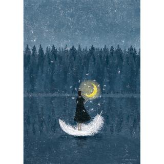 【予約】 日下明　Giclee Print『めぐらせの羽根』　木製パネル加工(小)　※5月中旬頃のお届け予定