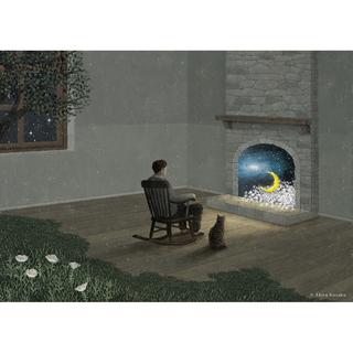 【予約】 日下明　Giclee Print『月という居場所』　木製パネル加工(小)　※5月中旬頃のお届け予定