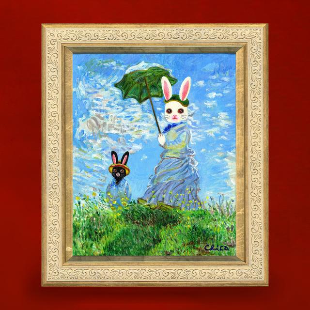 【とやちかこ：原画】Woman with a Parasol -Madame Monet and Her Son- Homage to  Monet -（散歩、日傘をさす女性）　※2026年3月中旬～下旬頃発送予定