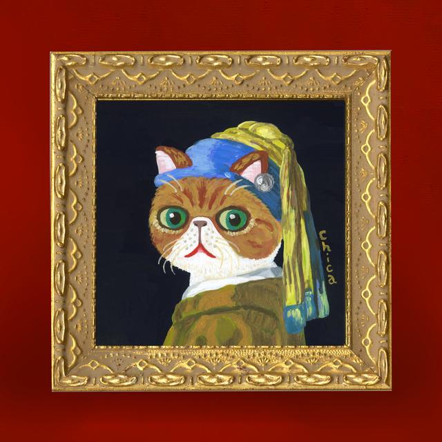 【とやちかこ：新作 原画】Girl with -Pearl Earring -Homage to  Vermeer -（真珠の耳飾りの少女）　※2026年3月中旬～下旬頃発送予定