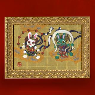【とやちかこ：新作 原画】Wind God and Thunder God -Homage to Sotatsu -（風神雷神）　※2026年3月中旬～下旬頃発送予定