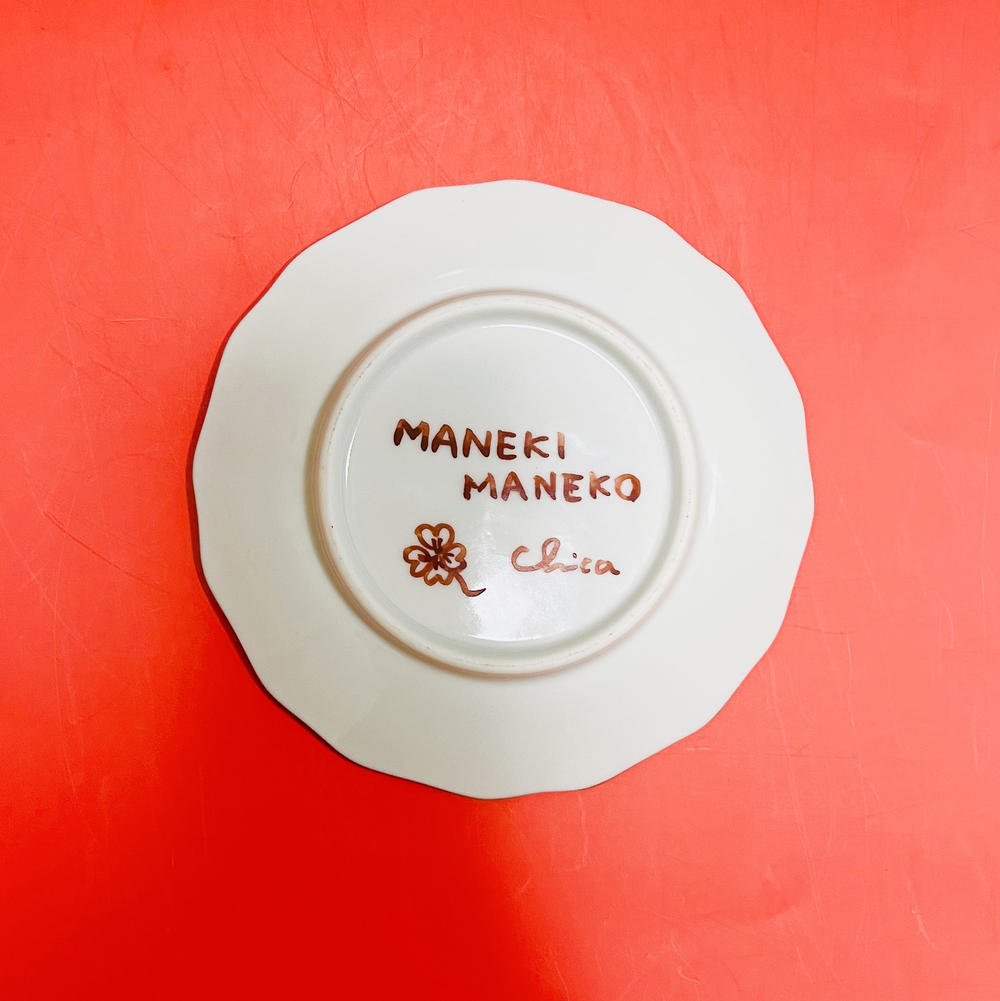 【とやちかこ：立体作品】Maneki Maneko Kutani Ware（まねきまねこ九谷焼豆皿）　※2026年3月中旬～下旬頃発送予定