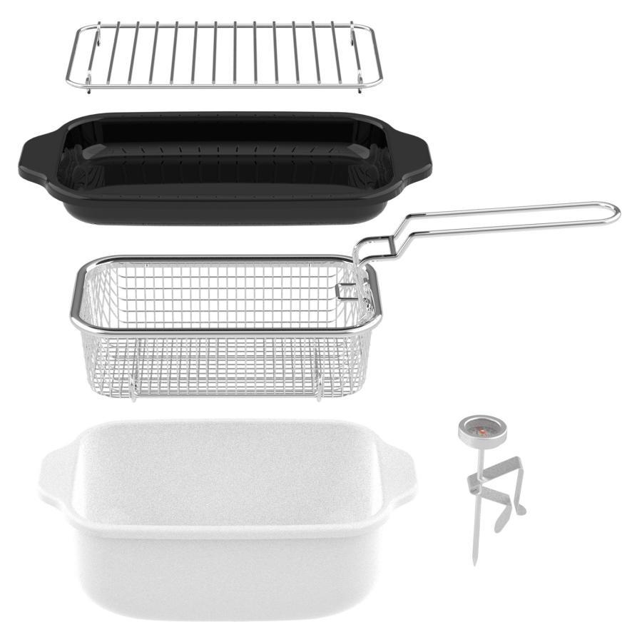 富士ホーロー 角型天ぷら鍋 フライヤーバスケット付き