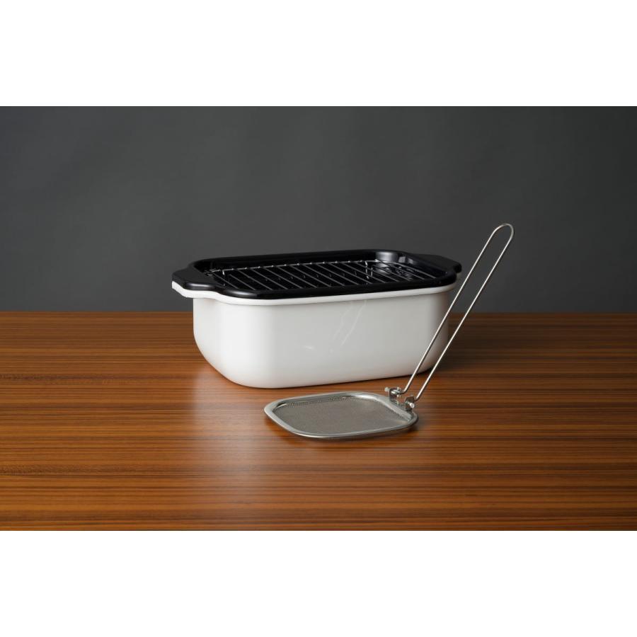 富士ホーロー 角型天ぷら鍋ワイド フライヤーネット付き