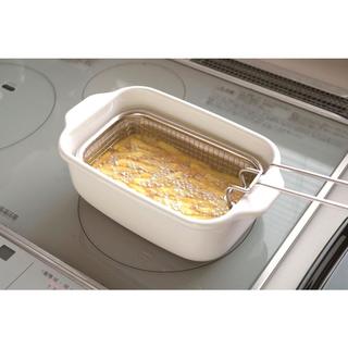 富士ホーロー 角型天ぷら鍋 フライヤーバスケット付き