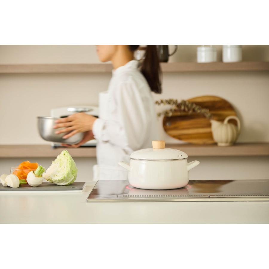 富士ホーロー せいろ付きホーロー鍋20cm ホワイト