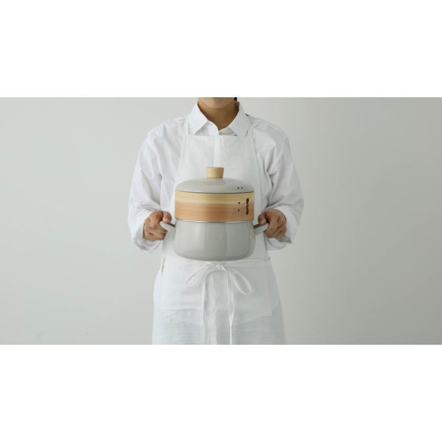 富士ホーロー せいろ付きホーロー鍋20cm グレージュ