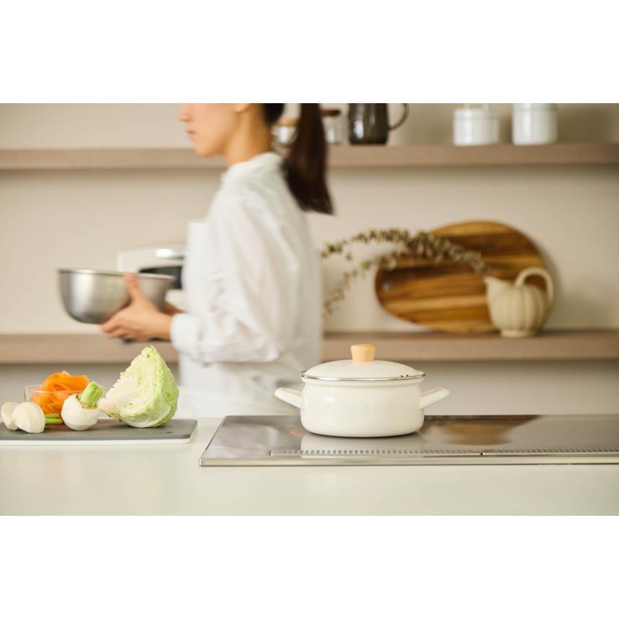 富士ホーロー せいろ付きホーロー鍋18cm ホワイト