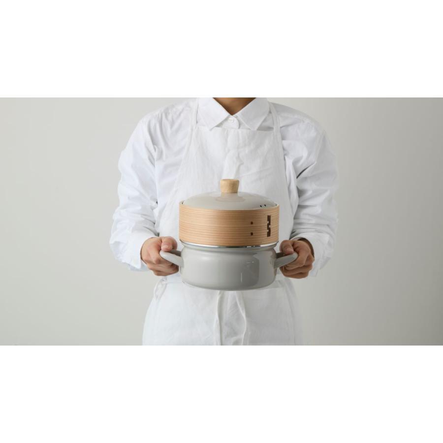 富士ホーロー せいろ付きホーロー鍋18cm グレージュ