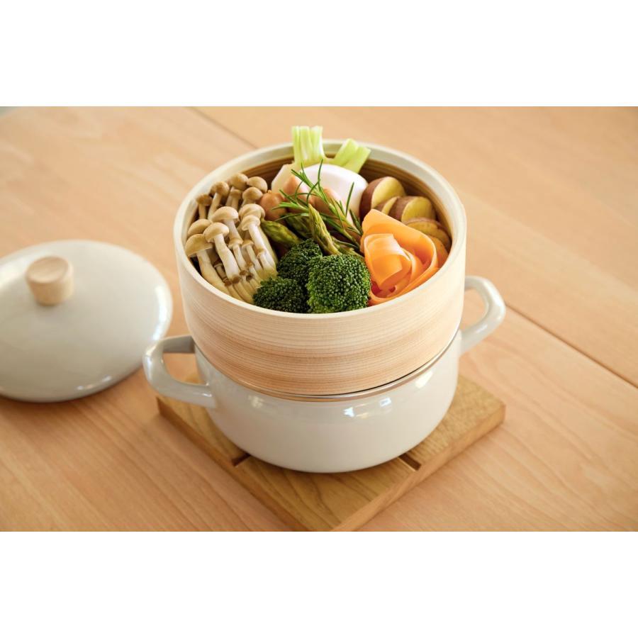 富士ホーロー せいろ付きホーロー鍋18cm グレージュ