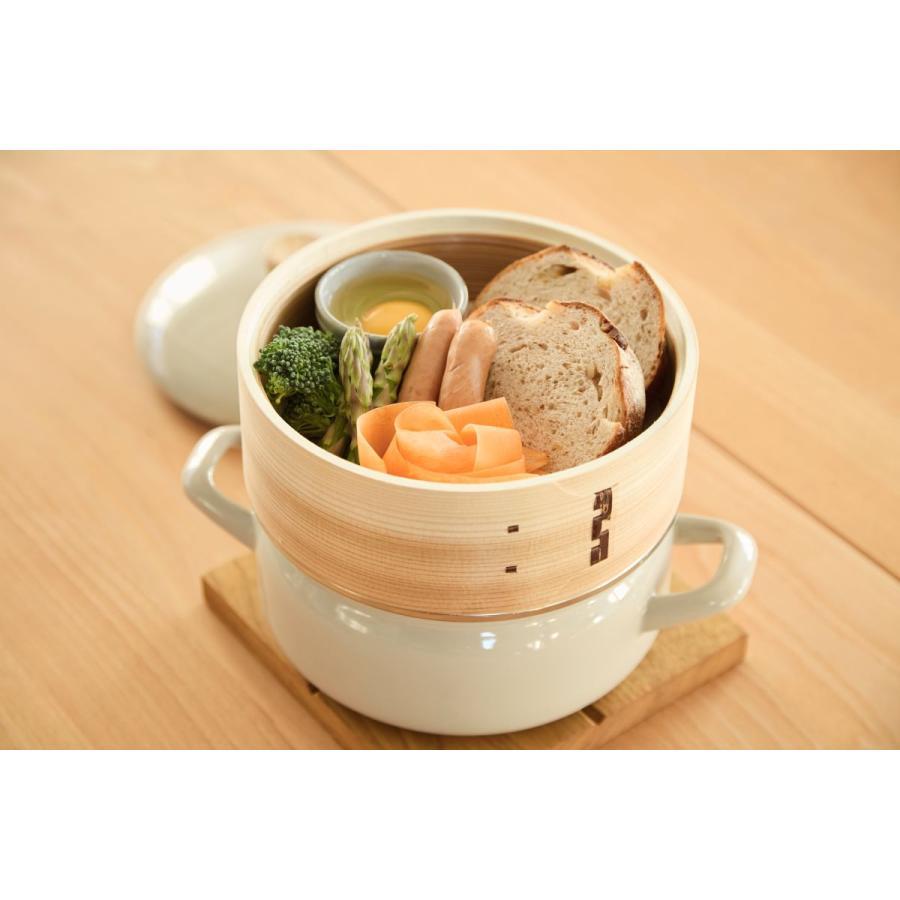 富士ホーロー せいろ付きホーロー鍋18cm グレージュ