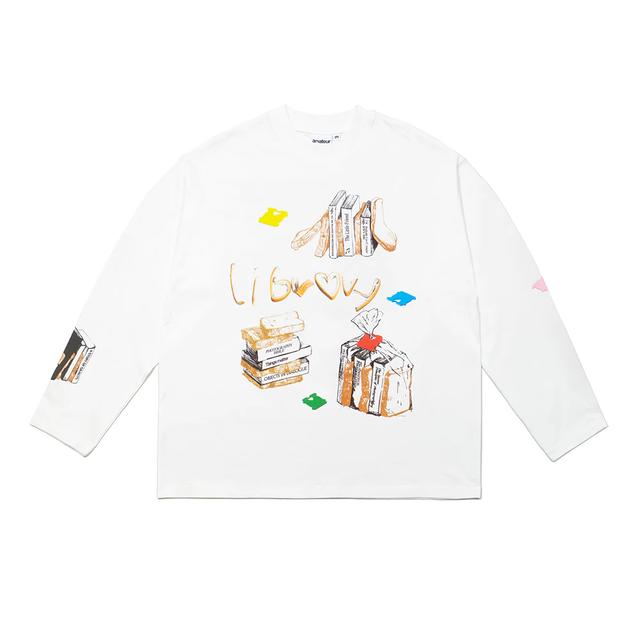 【サイズの選択可／White】amateur Library "Bread" Heavy Cotton L/S Tee  Same Paper（セイムペーパー）長袖Tシャツ 白