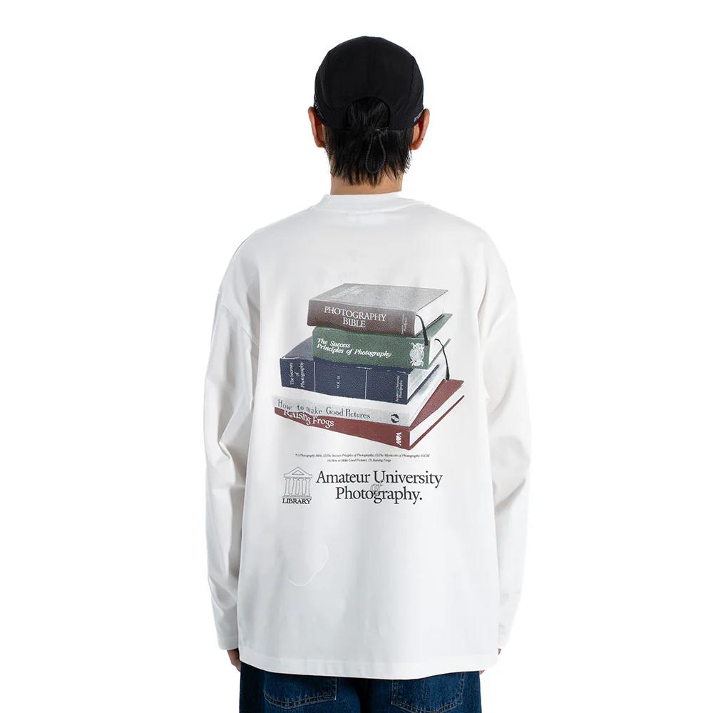 【サイズの選択可／White】amateur Library Heavy Cotton L/S Tee  Same Paper（セイムペーパー）長袖Tシャツ 白