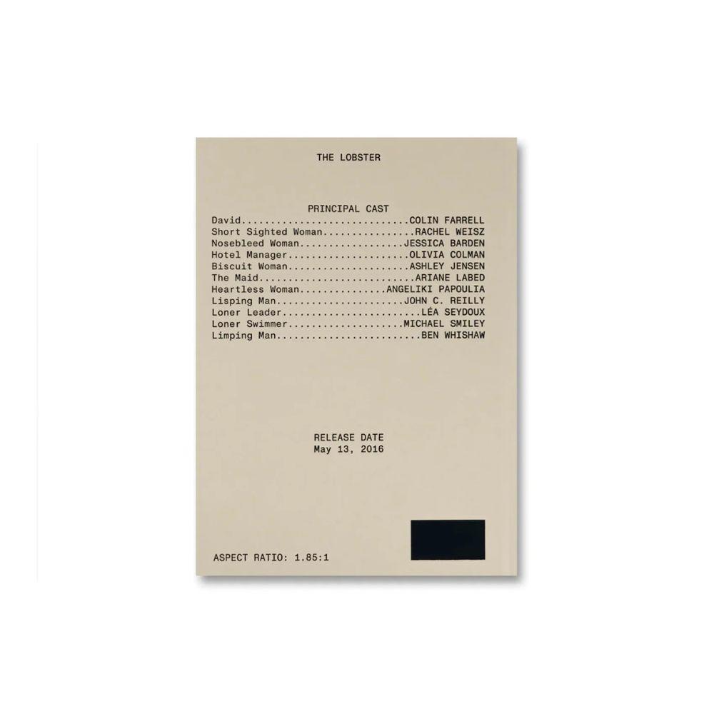  THE LOBSTER SCREENPLAY BOOK