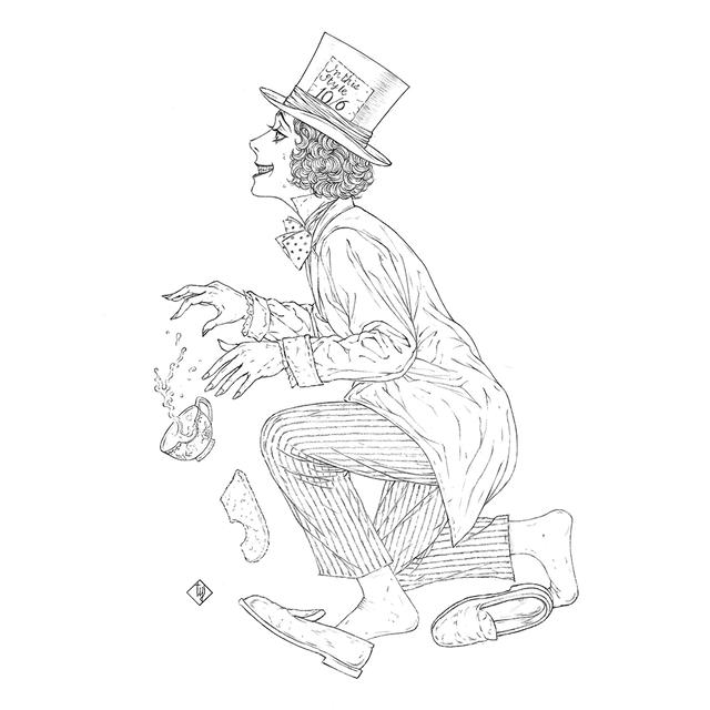 【山本タカト】モノクロ挿絵「第一の証人 お帽子屋」