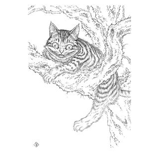 【山本タカト】モノクロ挿絵「樹の上のチェシャー猫」　