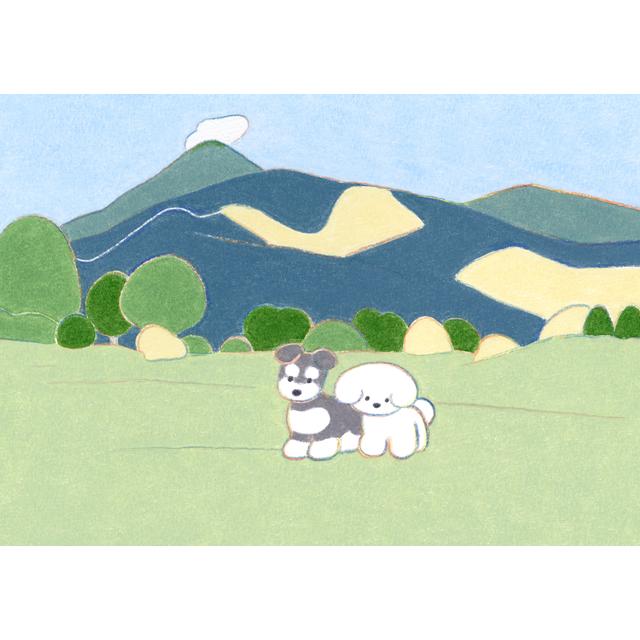 (受注) てらおかなつみのたくさんの犬展 ジークレー L_11 額付 直筆サイン入り