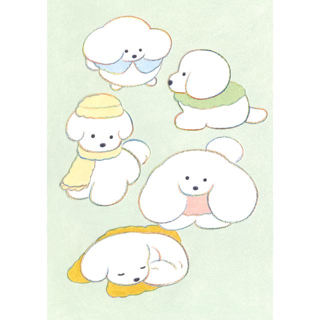 (受注) てらおかなつみのたくさんの犬展 ジークレー L_12 額付 直筆サイン入り