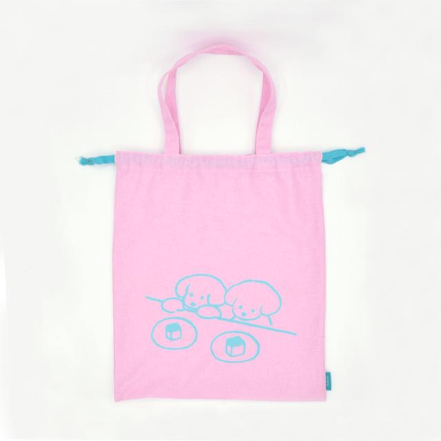 てらおかなつみのたくさんの犬展 巾着トートバック ピンク