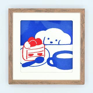 てらおかなつみのたくさんの犬展 活版アート 「ショートケーキ」