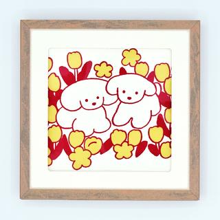 てらおかなつみのたくさんの犬展 活版アート 「フラワー(レッド)」