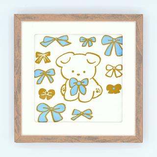 てらおかなつみのたくさんの犬展 活版アート 「リボン」