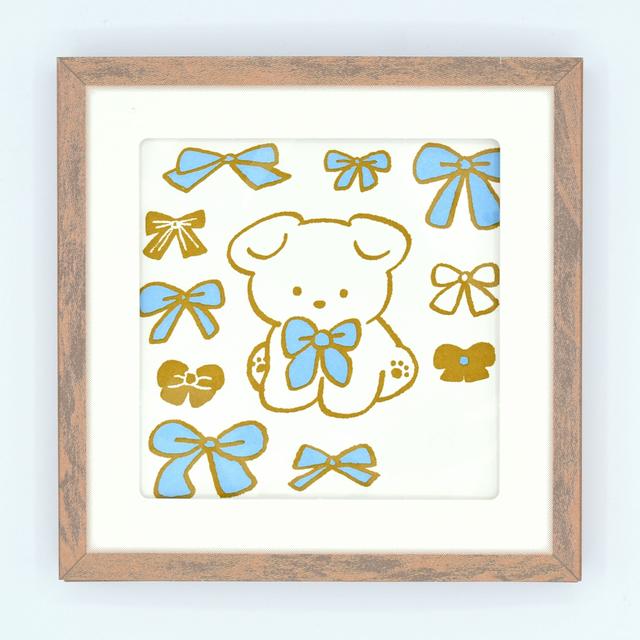 てらおかなつみのたくさんの犬展 活版アート 「リボン」