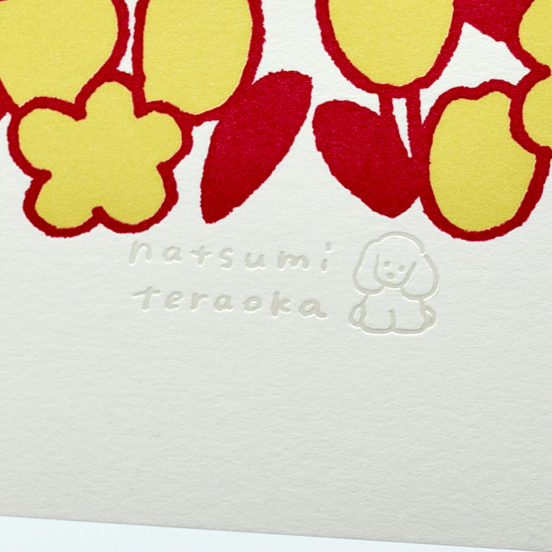 てらおかなつみのたくさんの犬展 活版アート 「フラワー(レッド)」