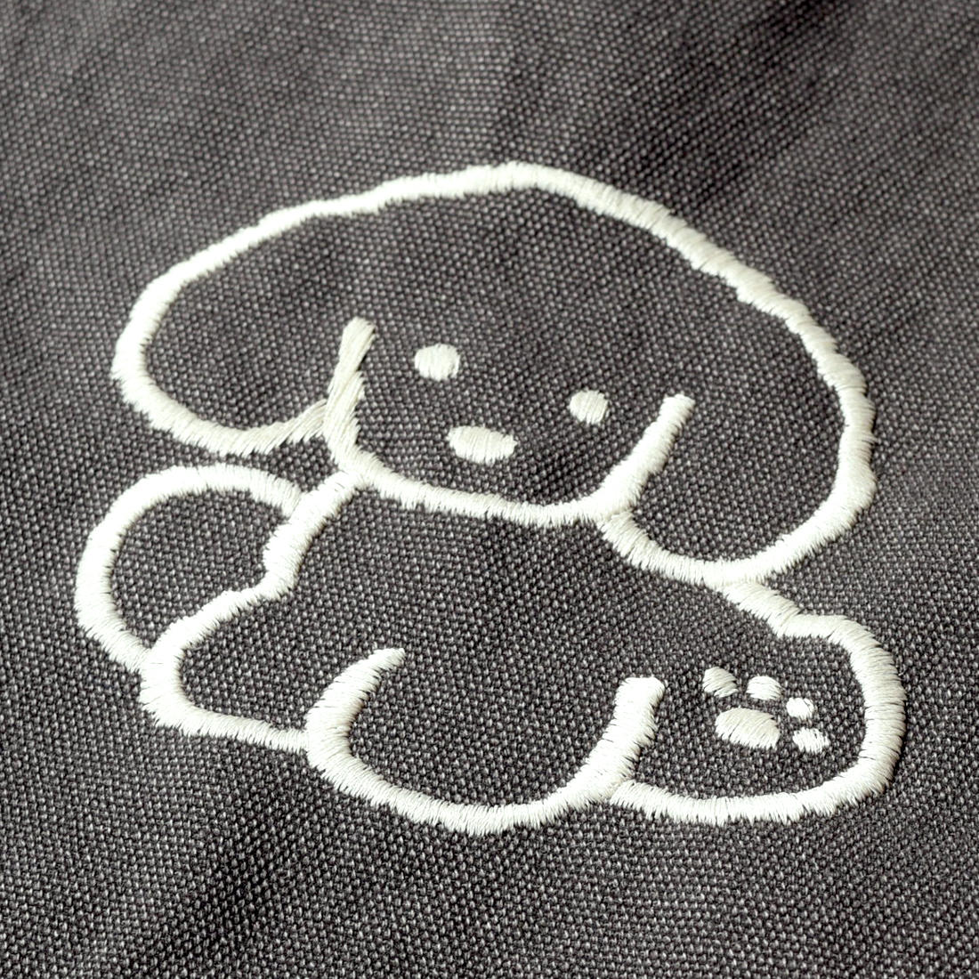 てらおかなつみのたくさんの犬展 犬の刺繍トートバッグ チャコールブラック