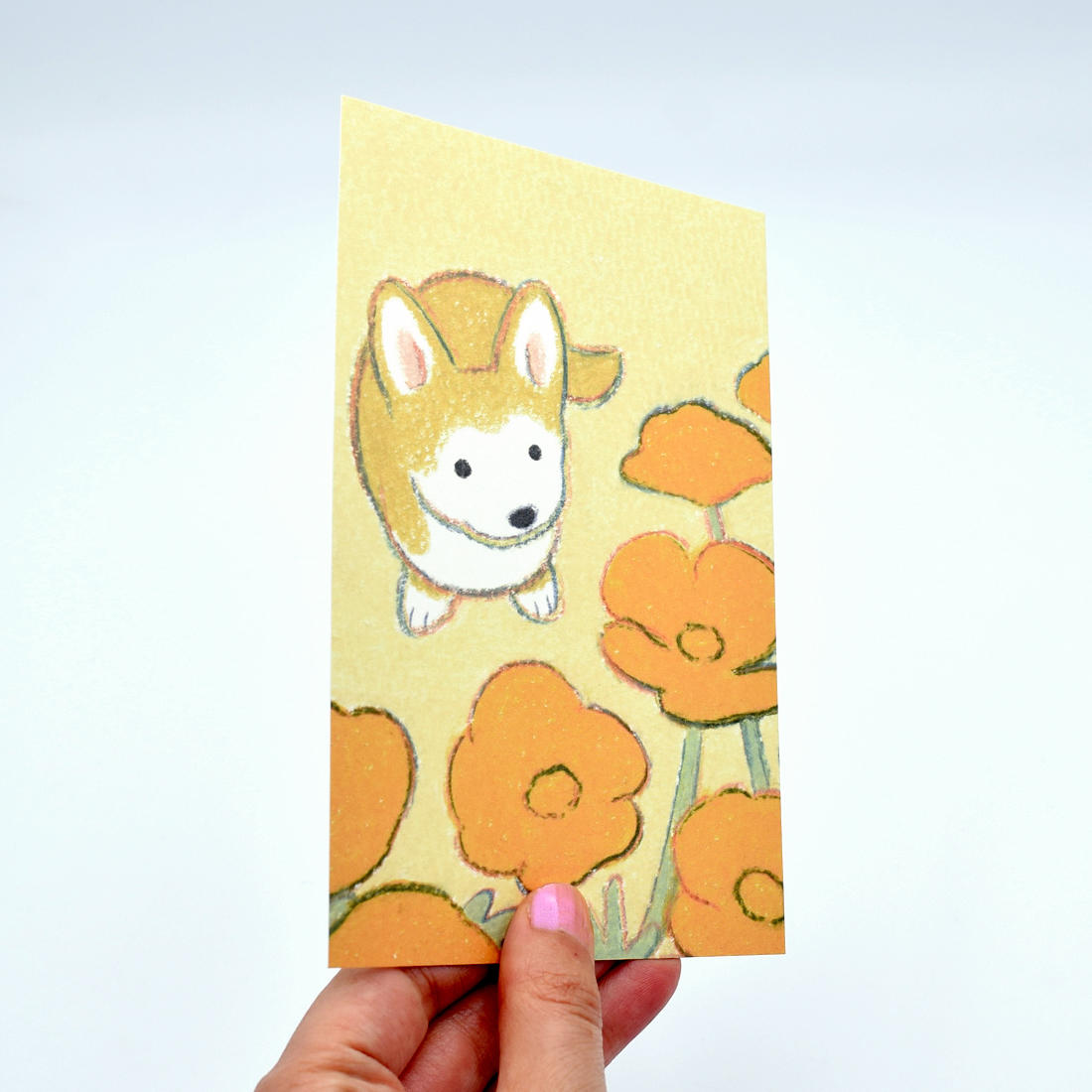 てらおかなつみのたくさんの犬展 犬と春の花の絵のポストカードセット