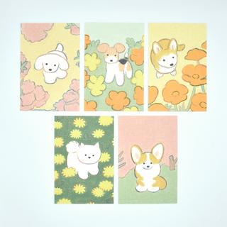 てらおかなつみのたくさんの犬展 犬と春の花の絵のポストカードセット