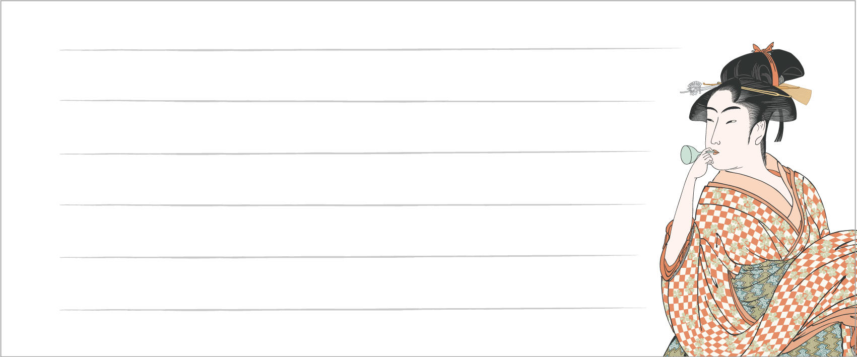 ふみふうせん　ビードロを吹く女