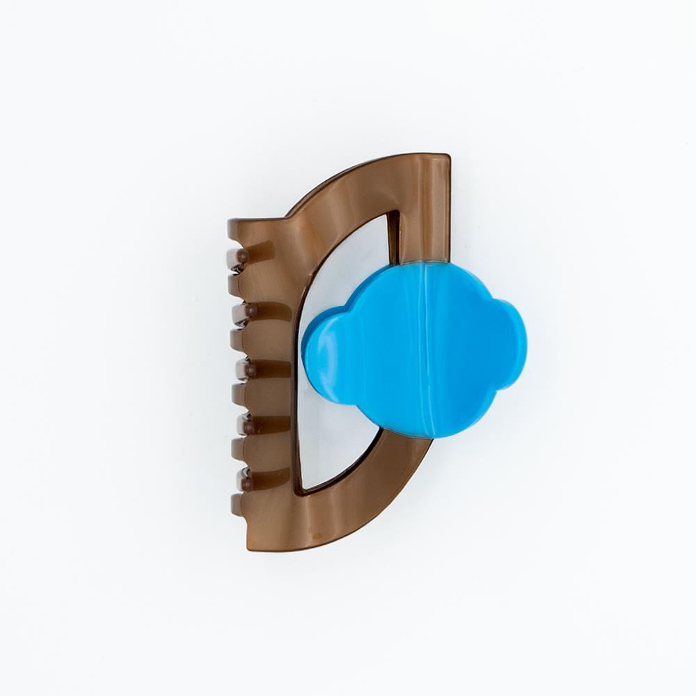 【瓜生太郎】Hair Claw M size_Cyan ＆ Mocha　ヘアクリップ