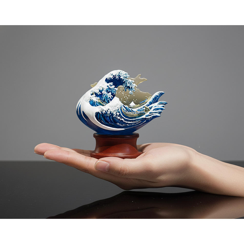 北斎（HOKUSAI）立像譚 神奈川沖浪裏 アートグッズ カラー -の商品詳細