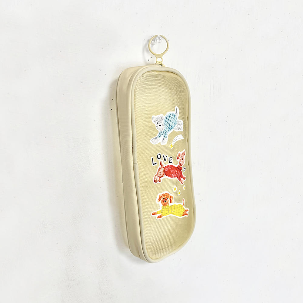【利光春華】メッシュポーチ犬 (YELLOW)