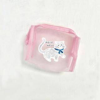 【利光春華】メッシュポーチ猫 (PINK)　